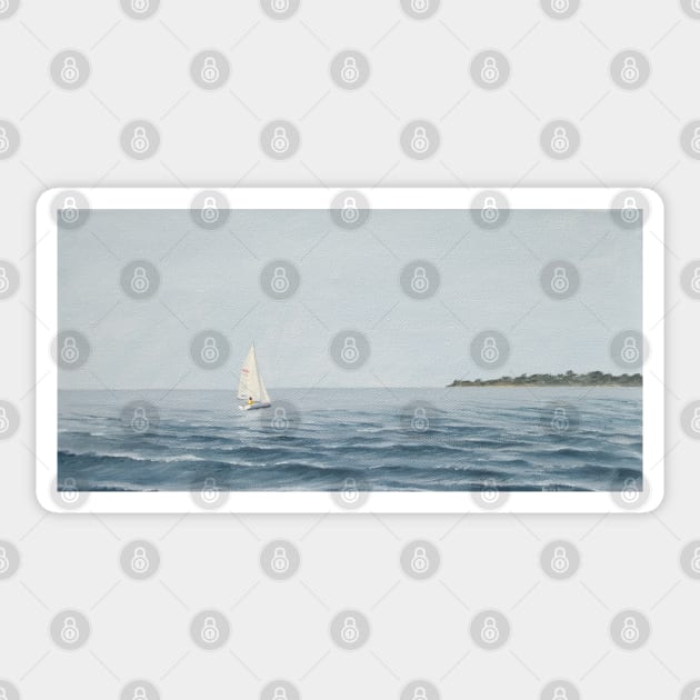 Sailboat headed for shore - painting Sticker by EmilyBickell